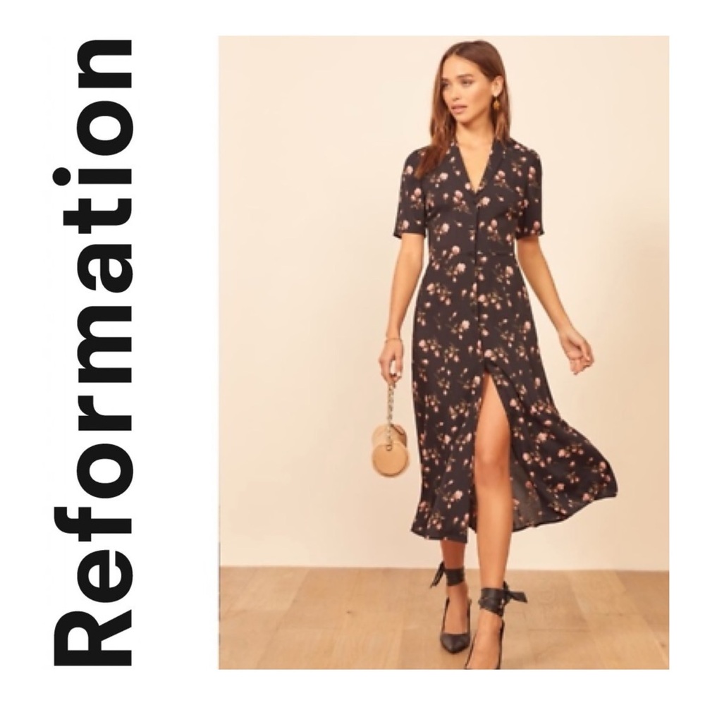 REFORMATION Rocky Floral Print Midi Dress Size 6